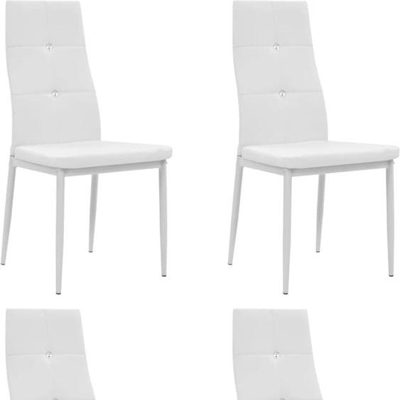 The Living Store Chaises de salle à manger 4 pcs. Blanc Similicuir