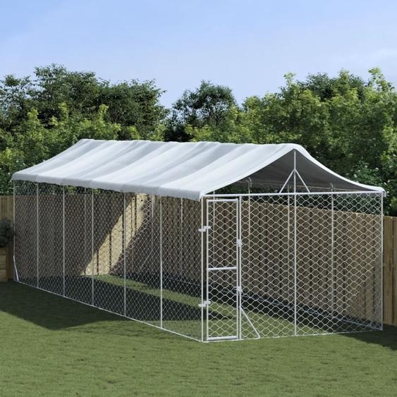 The Living Store Chenil extérieur avec toit Argenté 3x9x2,5m Acier galvanisé