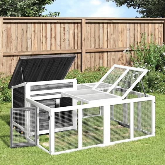 The Living Store Clapier pour lapins Gris 144x123x67,5 cm Pin massif