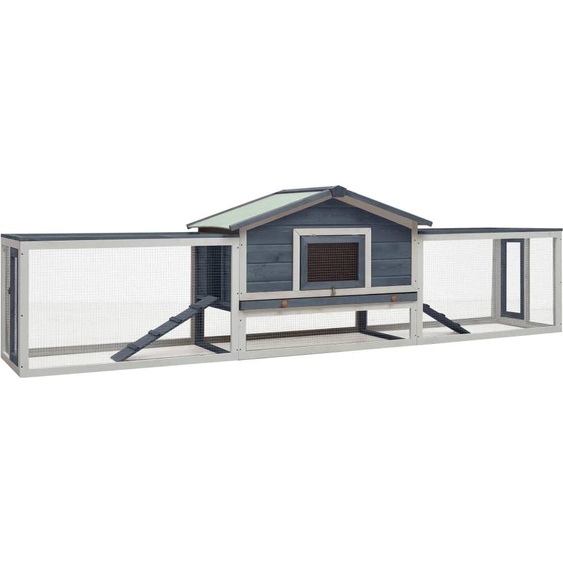 The Living Store Clapier pour lapins Gris 310x70x87 cm Pin & Sapin massif