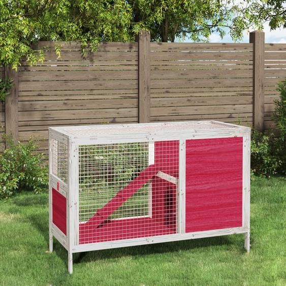 The Living Store Clapier pour lapins Rouge 103x44x69,5 cm Pin massif