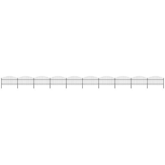 The Living Store Clôture de jardin avec pointes de lance Acier (1 - 1,25) x 17 m Noir