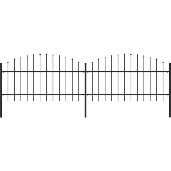 The Living Store Clôture de jardin avec pointes de lance Acier (1 - 1,25) x 3,4 m Noir