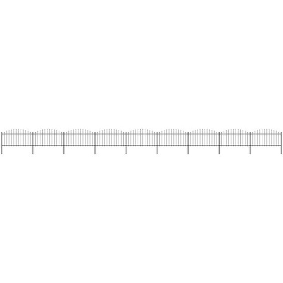The Living Store Clôture de jardin avec pointes de lance Acier (1,25 - 1,5) x 15,3 m Noir