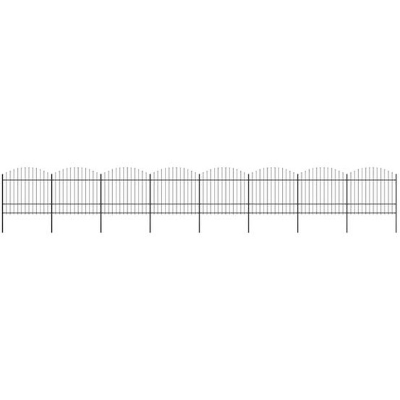 The Living Store Clôture de jardin avec pointes de lance Acier (1,5 - 1,75) x 13,6 m Noir