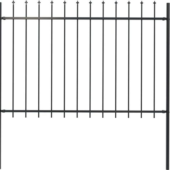 The Living Store Clôture de jardin avec pointes de lance Acier 1,7 x 1,2 m Noir