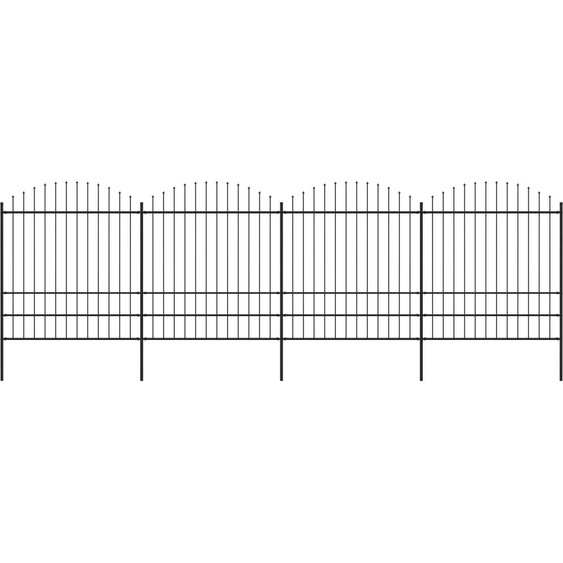 The Living Store Clôture de jardin avec pointes de lance Acier (1,75 - 2) x 6,8 m Noir