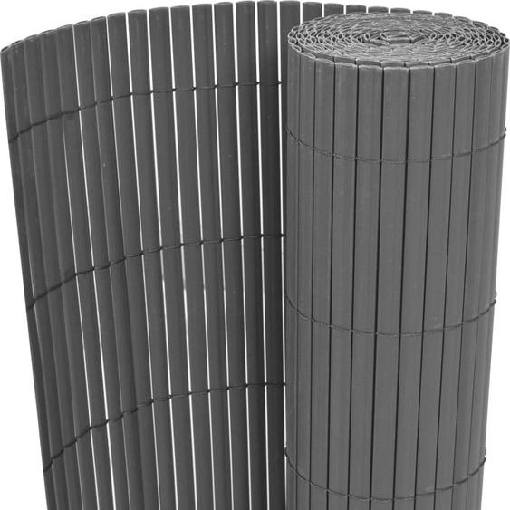 The Living Store Clôture de jardin double face PVC 90 x 500 cm Gris
