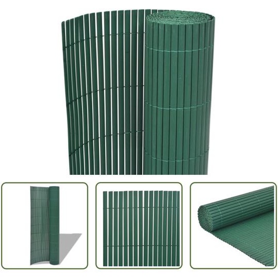 The Living Store Clôture de jardin double face PVC 90×300 cm Vert