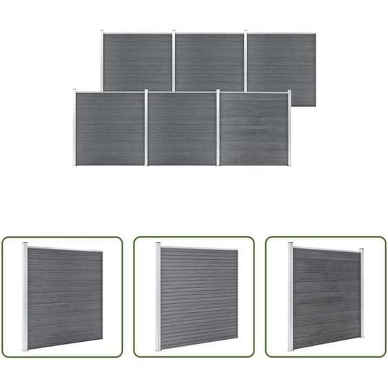 The Living Store clôture de jardin WPC 1045x186 cm Gris