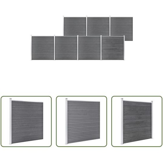 The Living Store clôture de jardin WPC 1218x186 cm Gris