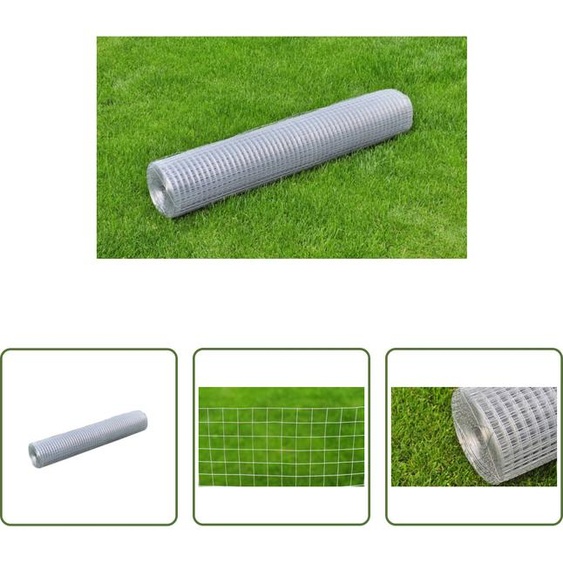 The Living Store Clôture en fil de fer pour poules Acier galvanisé 10x1 m Argenté