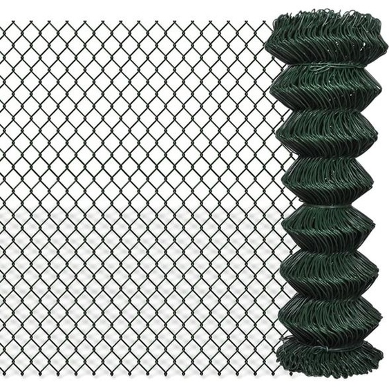 The Living Store Clôture grillagée acier 1,25x15 m vert