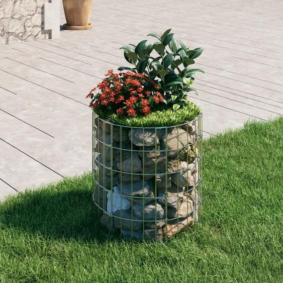 The Living Store Colonne en gabion ronde Acier galvanisé Ø50x50 cm