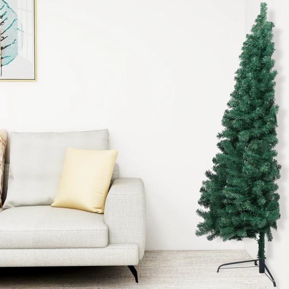 The Living Store Demi-sapin de Noël artificiel avec support Vert 240 cm PVC