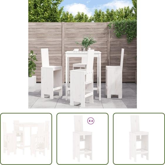 The Living Store Ensemble bar de jardin 5 pièces blanc pin massif