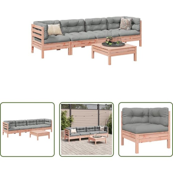 The Living Store Ensemble de 5 canapés de jardin avec coussins en bois massif Douglas