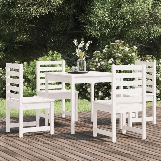 The Living Store Ensemble de jardin 5 pièces blanc pin massif