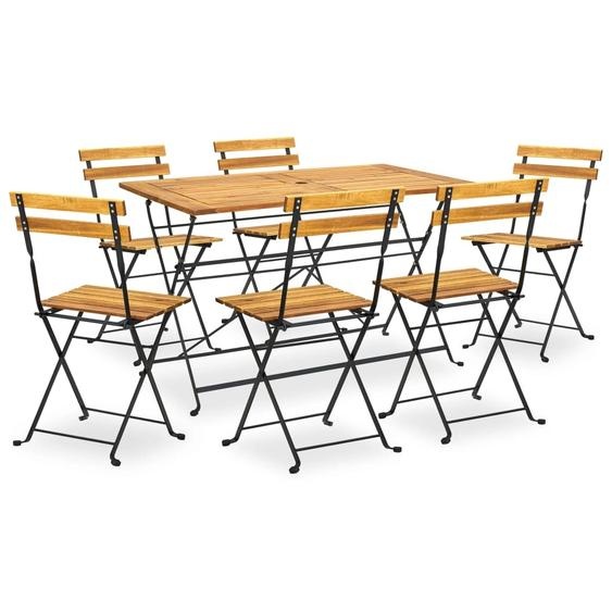 The Living Store Ensemble de jardin 7 pièces pliable en bois massif dacacia