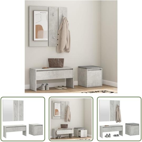 The Living Store Ensemble de meubles dentrée gris béton Matériau dérivé du bois
