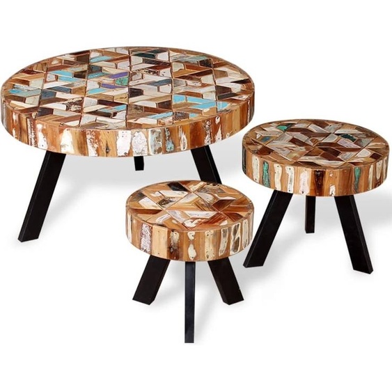 The Living Store : ensemble de trois tables basses en bois massif recyclé