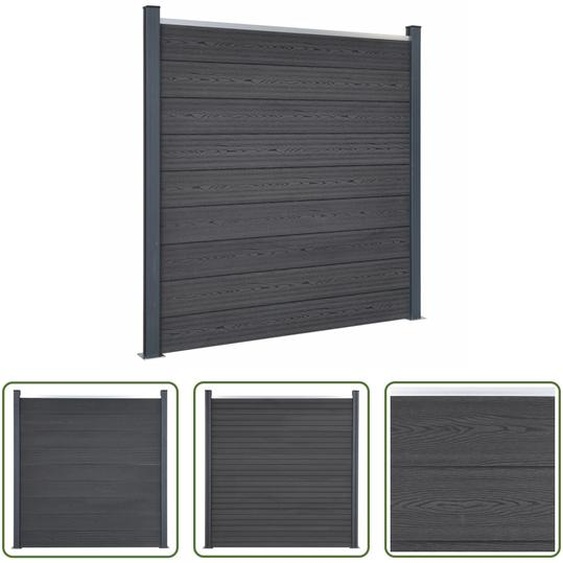 The Living Store Ensemble déléments de clôture gris 180x186 cm WPC