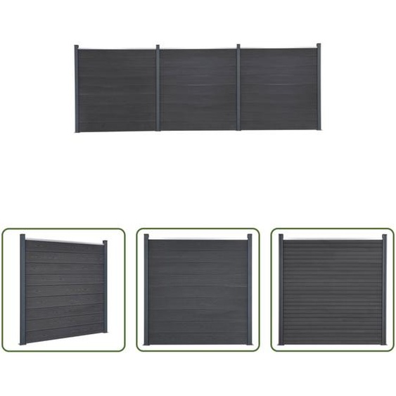 The Living Store Ensemble déléments de clôture gris 526x186 cm WPC