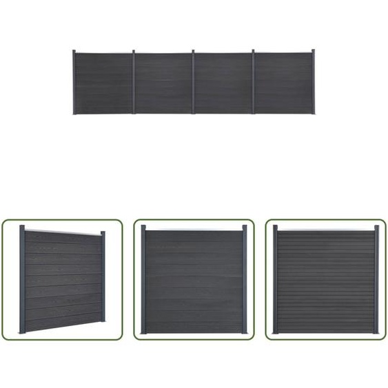 The Living Store Ensemble déléments de clôture gris 699x186 cm WPC