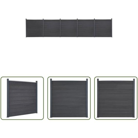 The Living Store Ensemble déléments de clôture gris 872x186 cm WPC