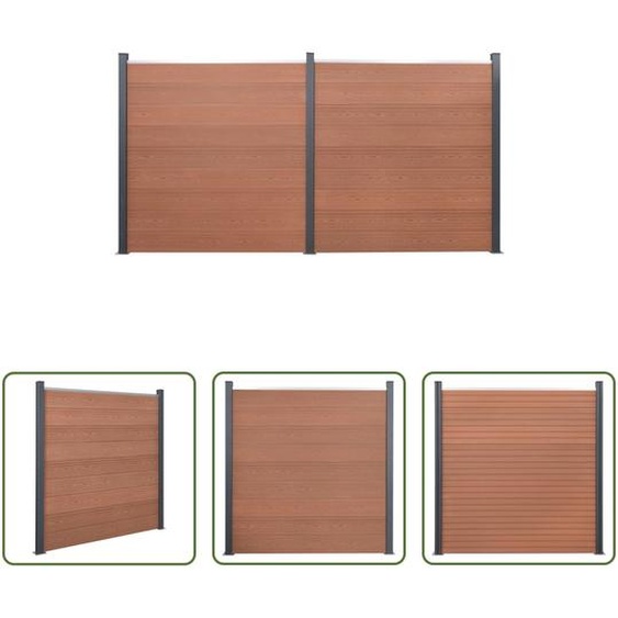 The Living Store Ensemble déléments de clôture marron 353x186 cm WPC