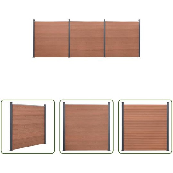 The Living Store Ensemble déléments de clôture marron 526x186 cm WPC