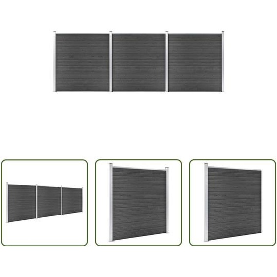 The Living Store Ensemble déléments de clôture WPC 526x186 cm Noir