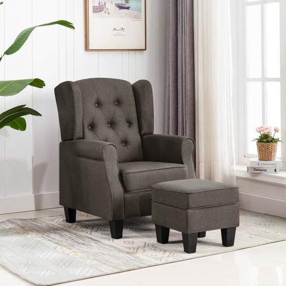 The Living Store Fauteuil avec repose-pieds Taupe Tissu