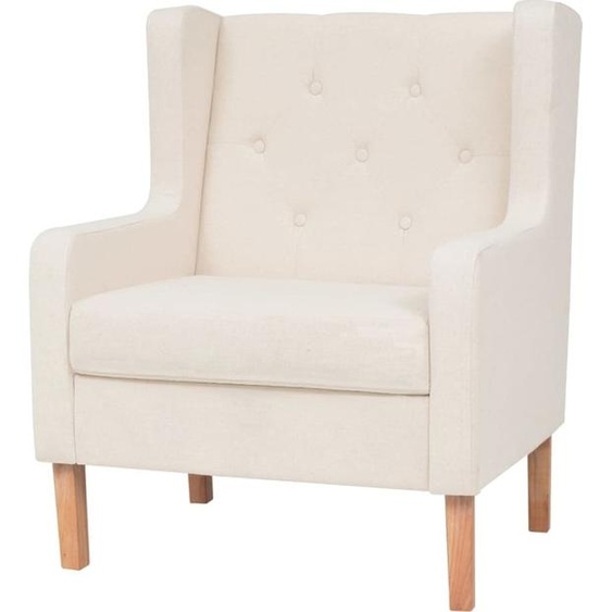 The Living Store Fauteuil blanc crème Tissu