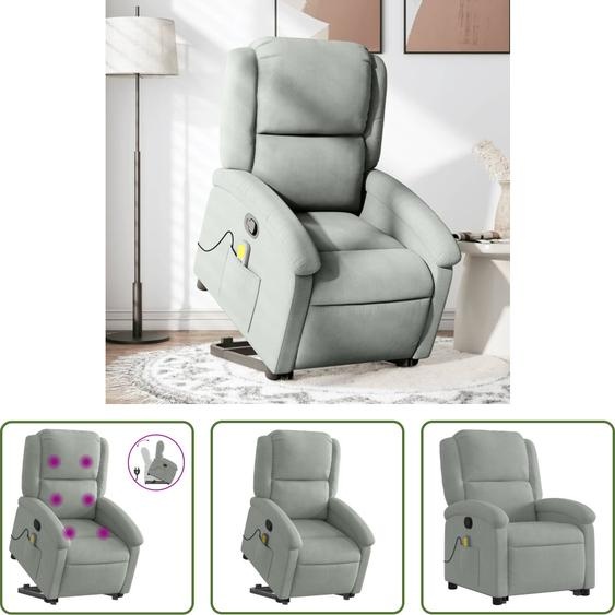The Living Store Fauteuil de massage avec releveur Gris clair Velours