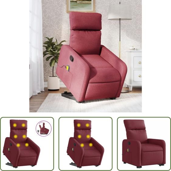 The Living Store Fauteuil de massage avec releveur vin rouge Tissu