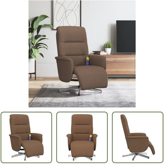 The Living Store Fauteuil de massage avec repose-pieds Marron Tissu