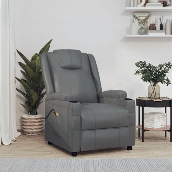 The Living Store Fauteuil de massage électrique anthracite similicuir