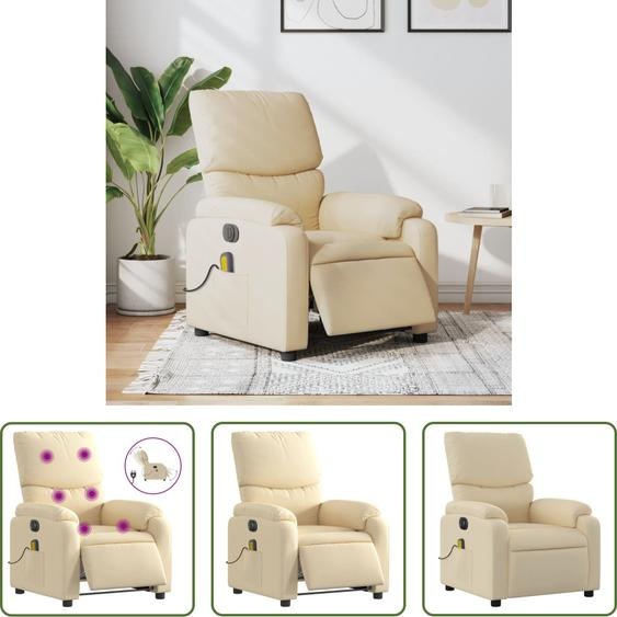 The Living Store Fauteuil de massage électrique Crème Tissu