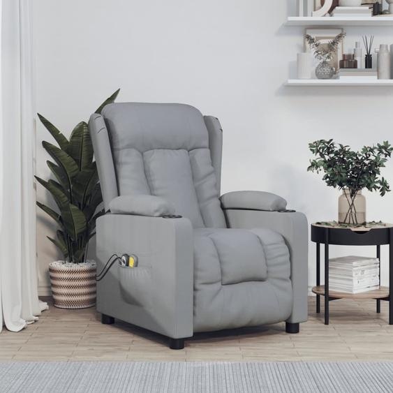 The Living Store Fauteuil de massage électrique Gris clair Tissu