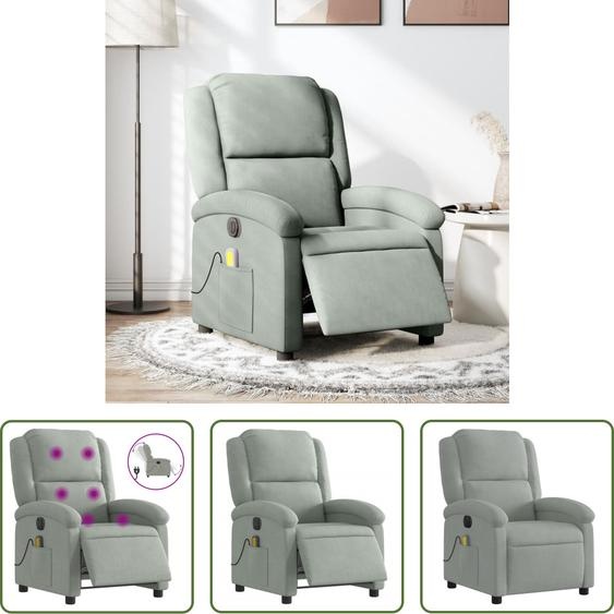The Living Store Fauteuil de massage électrique gris clair velours