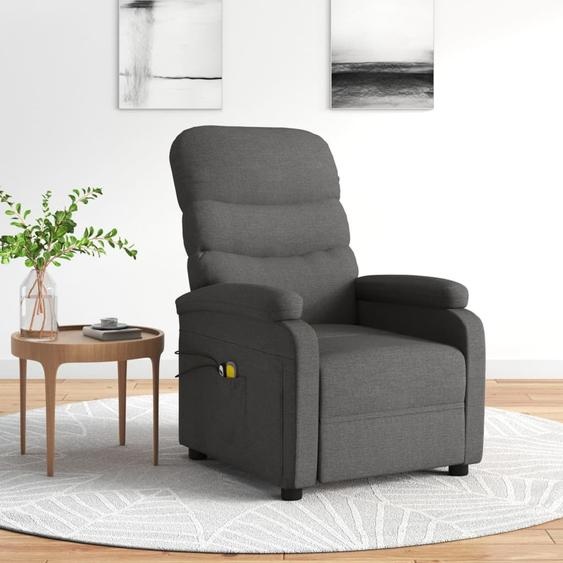 The Living Store Fauteuil de massage électrique Tissu gris foncé