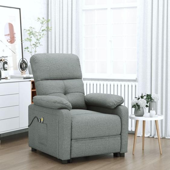 The Living Store Fauteuil de massage électrique Tissu gris foncé