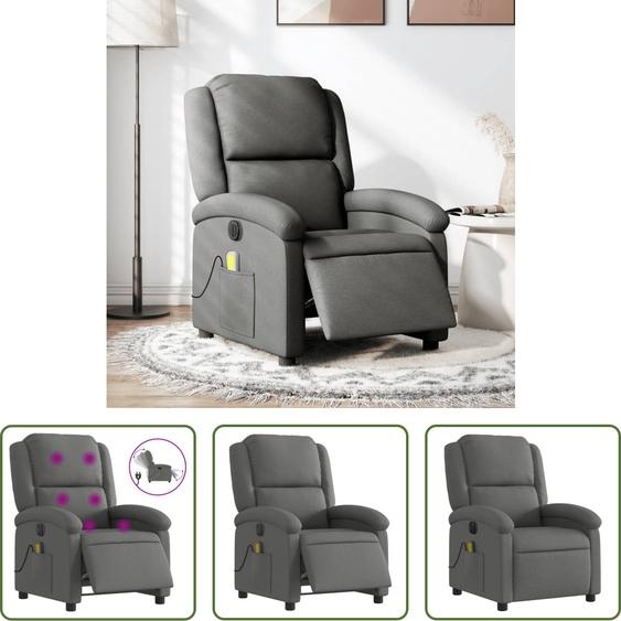 The Living Store Fauteuil de massage électrique Tissu gris foncé