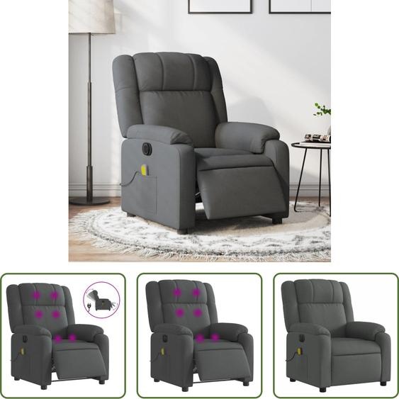 The Living Store Fauteuil de massage électrique Tissu gris foncé