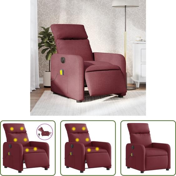 The Living Store Fauteuil de massage électrique vin rouge tissu