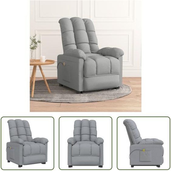 The Living Store Fauteuil de massage gris clair Tissu
