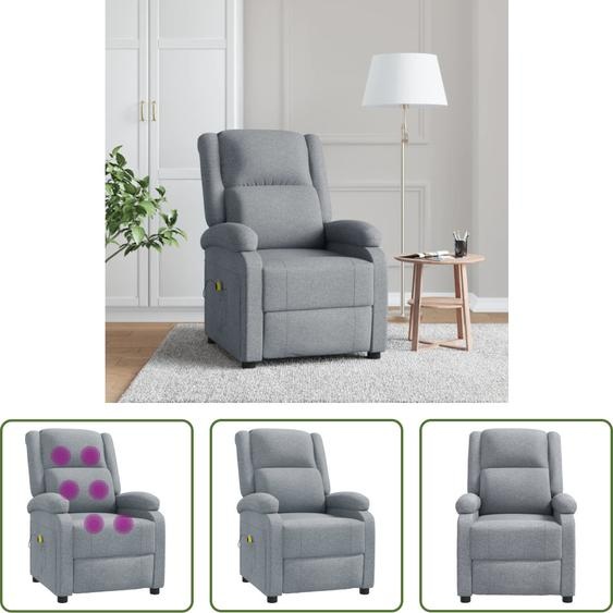 The Living Store Fauteuil de massage gris clair Tissu