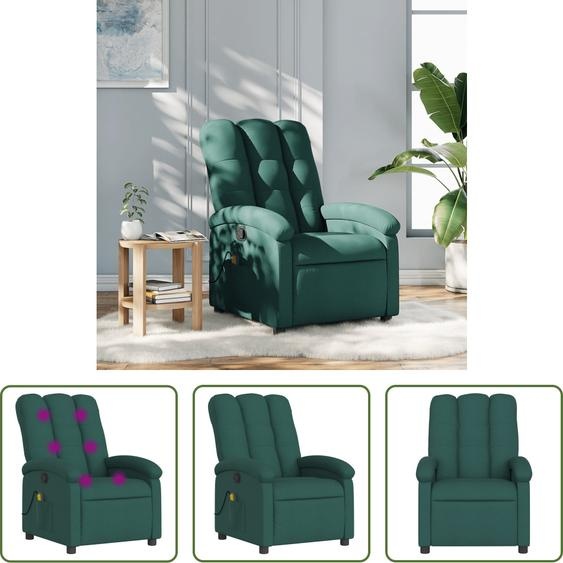 The Living Store Fauteuil de massage Vert foncé Tissu
