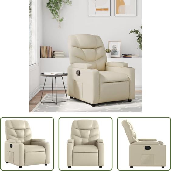 The Living Store fauteuil inclinable en simili cuir crème